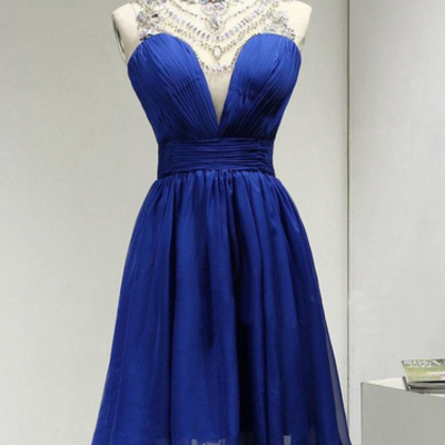 Royal blue beading pretty homecoming dress,short prom dresses,cocktail dress,homecoming dress,graduation dress,party dress,short homecoming dress f131