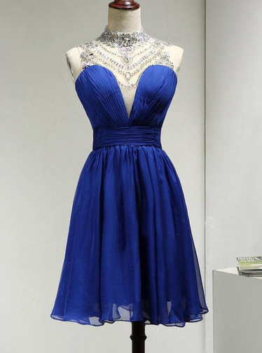 Royal Blue Beading Pretty Homecoming Dress,Short Prom Dresses,Cocktail Dress,Homecoming Dress,Graduation Dress,Party Dress,Short Homecoming Dress F131