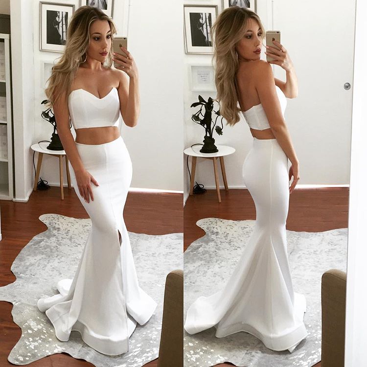 white mermaid pageant gown
