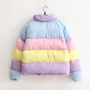 Harajuku rainbow hit color cotton coat-1