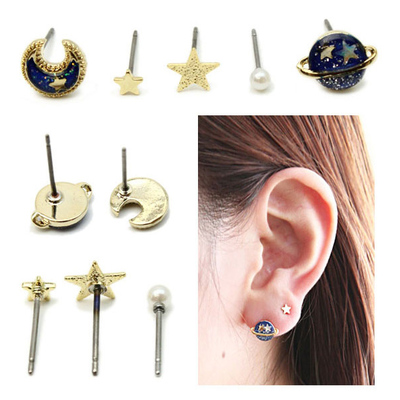 Harajuku cosmic planet moon ear studs ear clip
