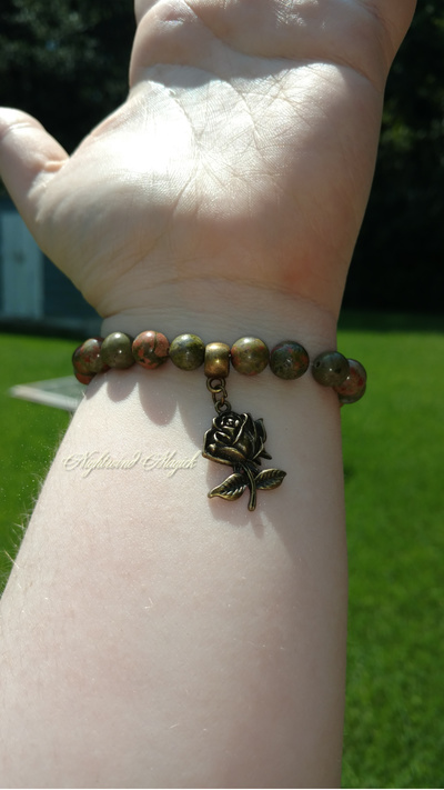 Growing Strong (Unakite Bead and Aventurine Chip Bracelet)