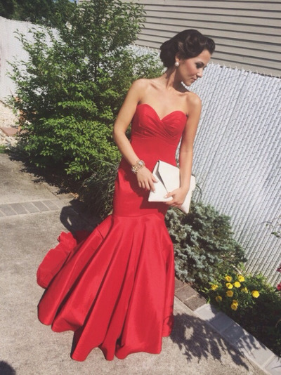 Sweetheart Mermaid Satin Prom Dresses Floor Length Women Dresses
