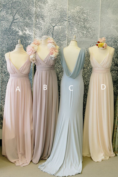 Open back Long Chiffon Prom Dresses Floor Length Women Party Dresses