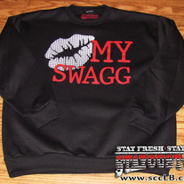 Kiss My Swagg Crew Sweater (Black/White/Red)