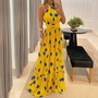 Design Sleeveless Print Point Backless Dress-2