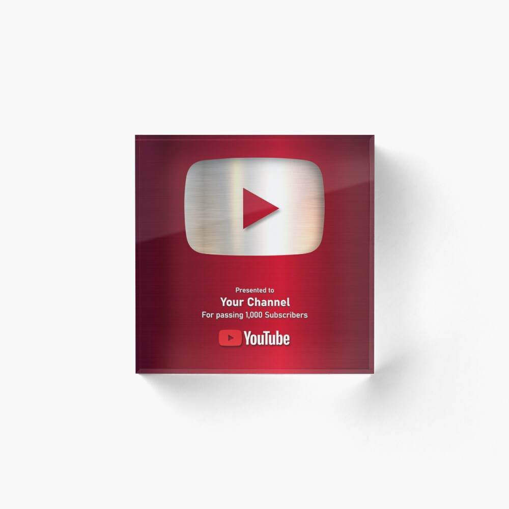 YouTube Award Plaque with the Red Creator Play Button for your You Tube Channel on Storenvy